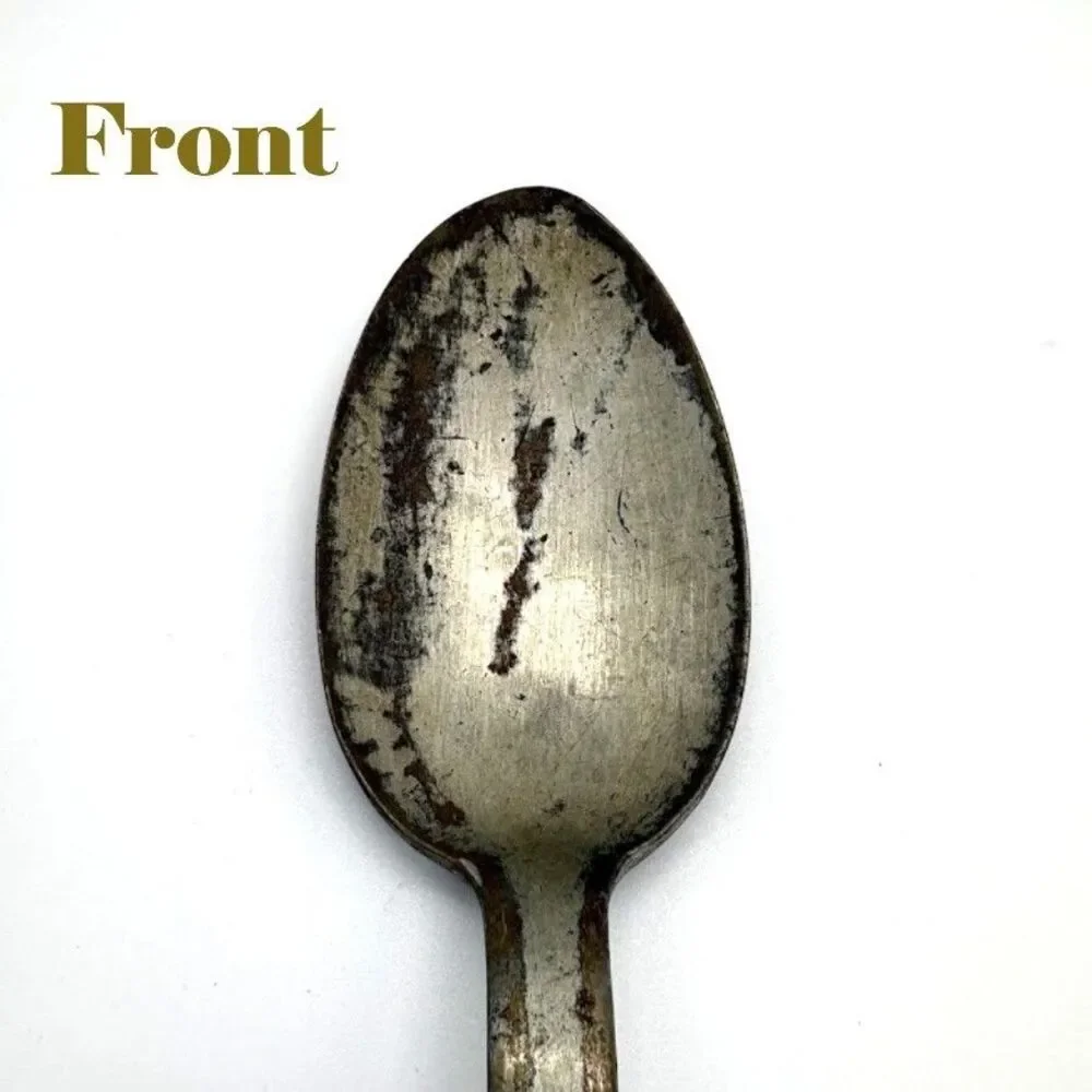 Vintage Unmarked Steel Serving Spoon Primitive Farmhouse Kitchen Utensil 13.5
